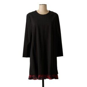 JUST CAVALLI Roberto Cavalli Midi Black Shift Dress W/ Multi Trim Size 8 Wool